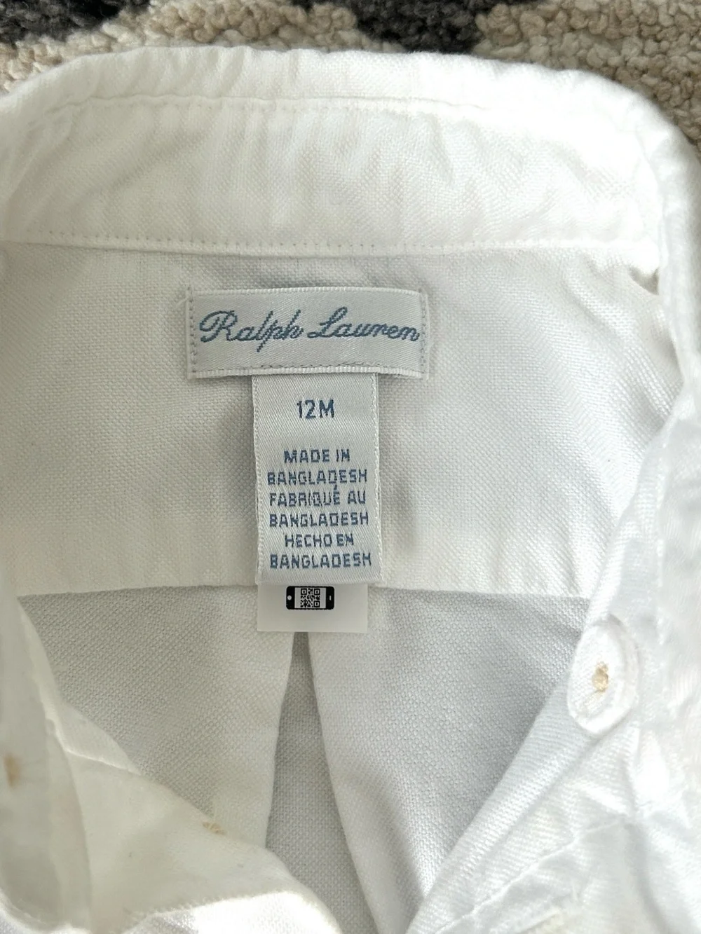 Ralph Lauren White Infant Button-Up Collared Polo Shirt, 12 months